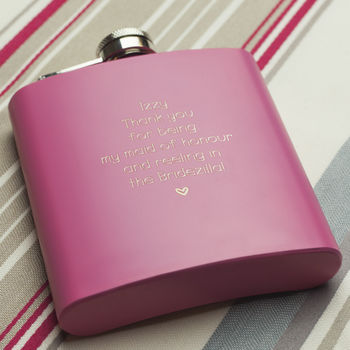 personalised pink 6oz hip flask by metal moments | notonthehighstreet.com