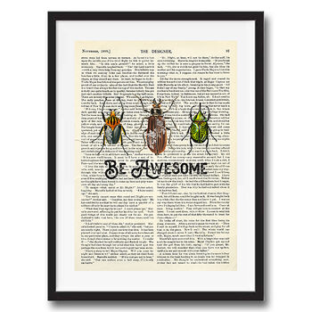 Be Awesome Art On Words Beetles Art Print, 3 of 4