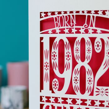 Personalised Papercut Born In 1982 Birthday Card, 9 of 9