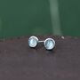 Sterling Silver Genuine Aquamarine Bezel Stud Earrings, thumbnail 1 of 12