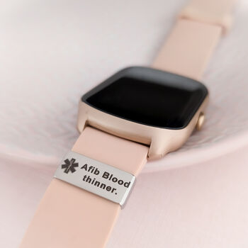 Personalised Medical Alert Smart Watch Strap Charm, Medical ID Tag, 4 of 7