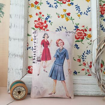 Vintage Sewing Pattern Fabric Fragranced Gift Pillow, 2 of 7