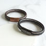 Mens Woven Leather Steel Bracelet, thumbnail 6 of 6