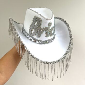 Bride To Be Rhinestone Fringe Cowboy Hat, 3 of 5