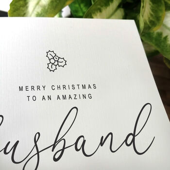 Personalised Christmas Card For Special Husband, Handmade Card, 2 of 4