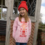 Sleigh All Day Girls' Christmas Jumper In Pink, thumbnail 4 of 4