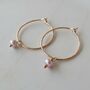 Rose Gold Fill Hoops With Pink Pearl, thumbnail 3 of 5