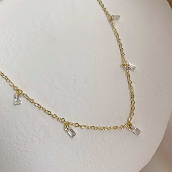 Baguette Diamond Station Necklace Five Diamonds, 4 of 5