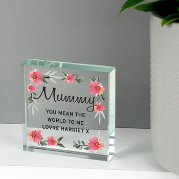 Floral Sentimental Personalised Crystal Token, 10 of 10
