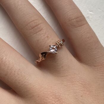 Ariel Leaf Engagement Ring, Gold And Morganite, 7 of 8