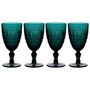 Set Of Four Blue Art Deco Wine Goblets, thumbnail 2 of 5