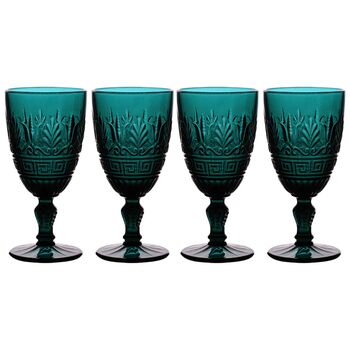 Set Of Four Blue Art Deco Wine Goblets, 2 of 5