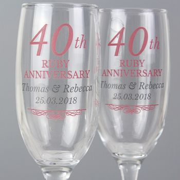 Ruby Anniversary Personalised Flute Set With Gift Box, 3 of 3