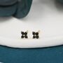 Sterling Silver Black Cz Flower Stud Earrings, thumbnail 5 of 12