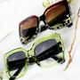 Chunky Oversized Statement Butterfly Sunglasses In Transparent Green, thumbnail 3 of 3