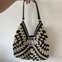 Personalised Cream And Black Crotchet Shoulder Tote Bag, thumbnail 1 of 2