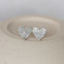 Sterling Silver Textured Heart Studs, thumbnail 3 of 8