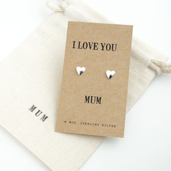 Silver Heart Earrings. Love You Mum, 2 of 4
