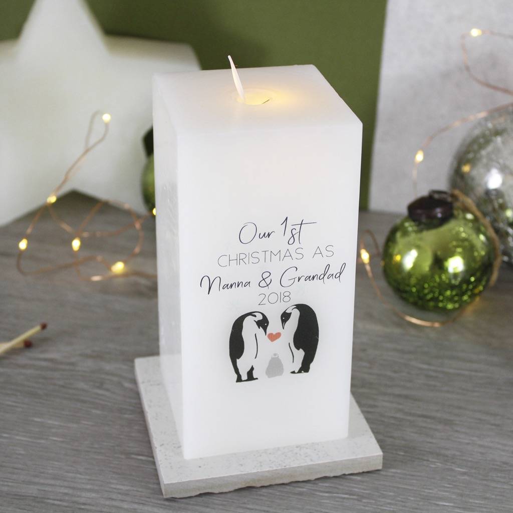 First Christmas As Grandparents Penguin LED Wax Candle
