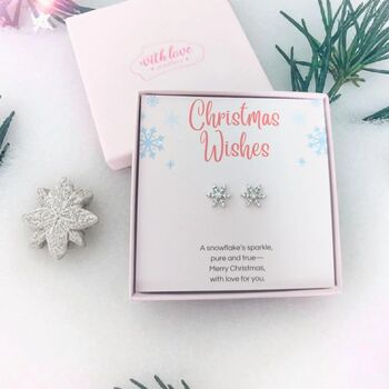 Sterling Silver Christmas Snowflake Earrings, 7 of 10