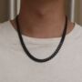 Black Steel Thick Cuban Link Chain Necklace For Men, thumbnail 5 of 7