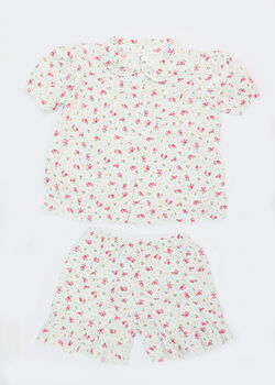 Girls English Rose Pink Floral Short Cotton Pyjama Set, 7 of 8