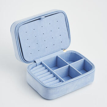 Forget Me Not Blue Velvet Embroidered Jewellery Box, 5 of 6
