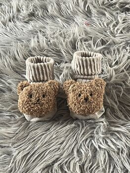 White Ribbed Teddy Bear Baby Socks, 6 of 8