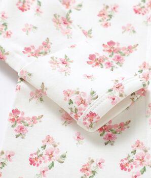 Rose Blossom Floral Organic Cotton Baby Knotted Gown, 2 of 2