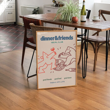 Dinner And Friends Social Club Illustration Print, 6 of 9