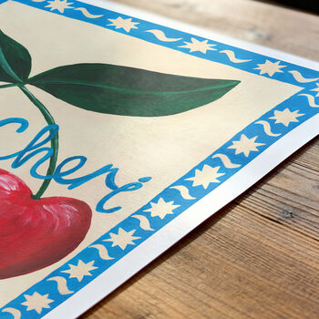 Mon Cheri Cherry Wall Art | Hand Painted Kitchen Print, 4 of 13