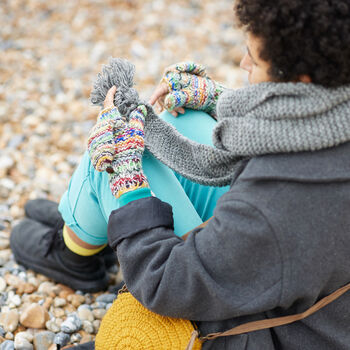 Fair Trade Mitten Fingerless Gloves Eco Repurposed Wool, 5 of 9