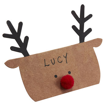 Kraft Reindeer Shaped Christmas Name Place Cards, 2 of 3