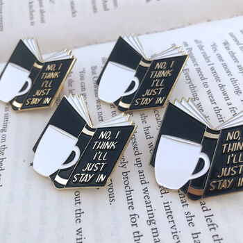 'Stay In' Introvert Personalised Books Enamel Pin, 6 of 6