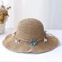 Monaco Beige Ombré Flower Petals Beach Hat, thumbnail 2 of 6