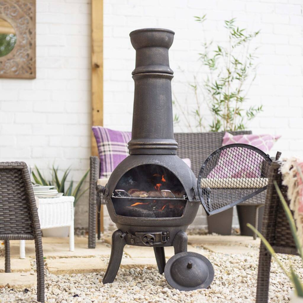 Large Cast Iron Chiminea With Grill, 1 of 6