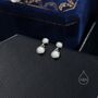 Sterling Silver Double White Opal Dangle Earrings, thumbnail 3 of 11