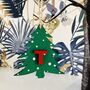 Personalised Green Xmas Tree Alphabet Decoration Tag, thumbnail 3 of 6