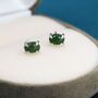 Genuine Green Japer Jade Oval Stud Earrings, thumbnail 4 of 10