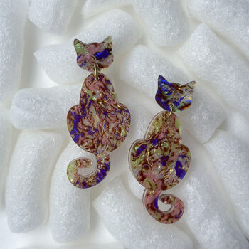 Abalone Cat Dangle Earrings, 4 of 11