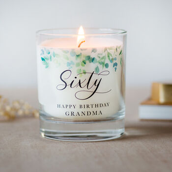 Eucalyptus Themed 60th Birthday Personalised Candle, 3 of 3