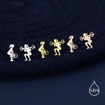 Strong Girl Barbell Stud Earrings In Sterling Silver, 2 of 12