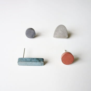 Recycled Concrete Stud Earrings Set Bright Mix, 6 of 8