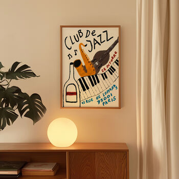 Club De Jazz French Retro Music Hand Painted Wall Art Print, 6 of 7