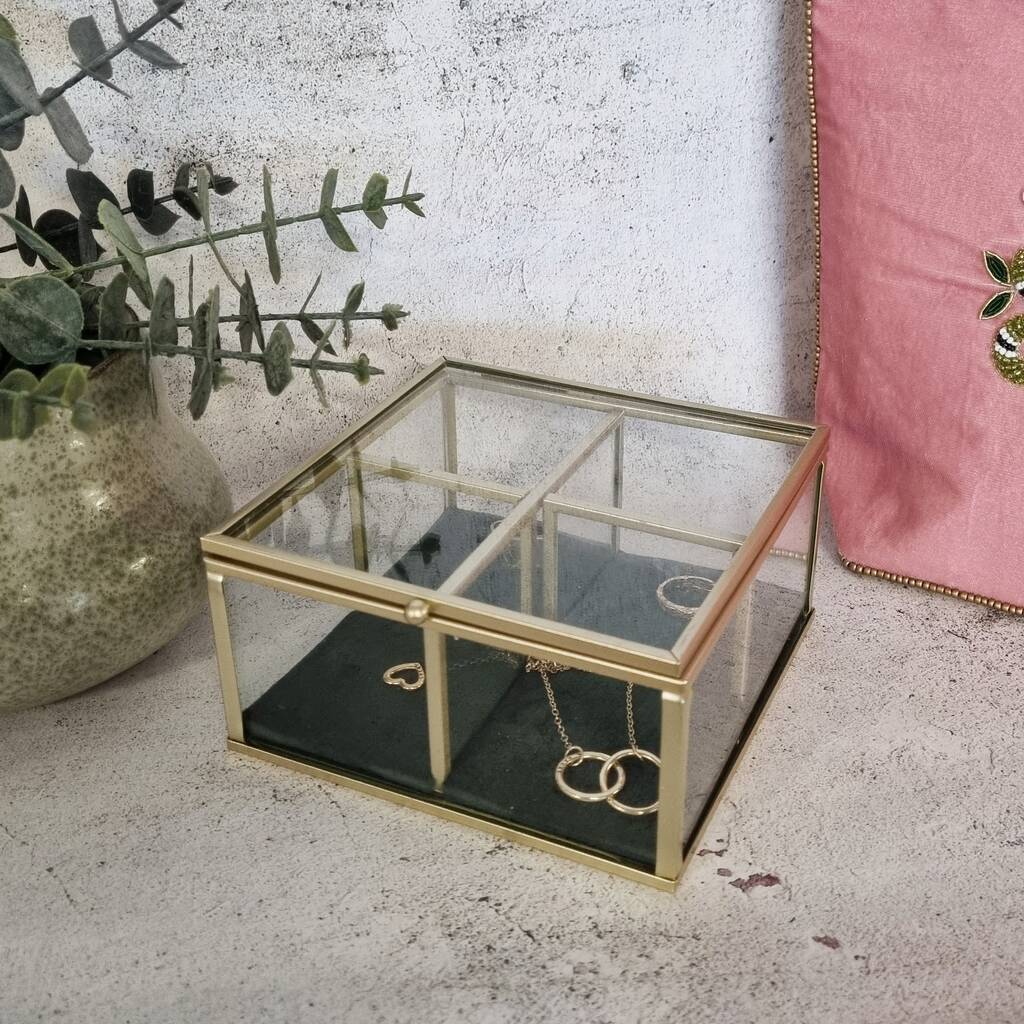 Gold And Glass Antique Style Velvet Jewellery Box By Posh Totty Designs Interiors