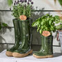 Set Of Two Personalised Forest Green Welly Planters, thumbnail 1 of 12