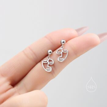 Art Inspired Asymmetric Face Drop Stud Earrings, 3 of 11