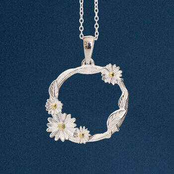 Sterling Silver Entwined Daisy Flower Necklace, 3 of 11