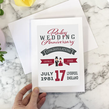 Personalised Ruby Wedding Anniversary Card, 4 of 5
