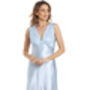 English Made Blue Long Satin Nightdress With Lace, thumbnail 1 of 4